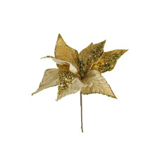 Imagem de FLOR NATALINA DECORATIVA POINSÉTIA DOURADA COM GLITTER 32X5 CM - GRILLO 58421 - Grillo Ltda