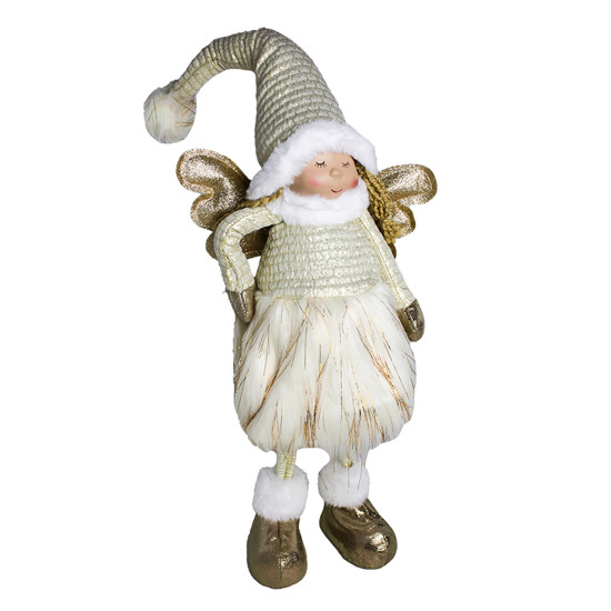 Imagem BONECA FADINHA NATALINA DECOR EM POLIÉSTER DOURADO E BRANCO 45X18 CM - GRILLO 58748