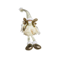 Imagem de BONECA FADINHA NATALINA COM LED DECOR EM POLIÉSTER BRANCO E DOURADO 44X17 CM - Grillo Ltda