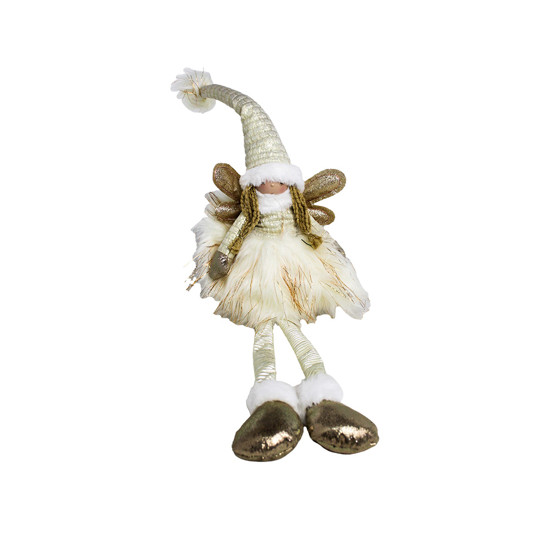 Imagem BONECA FADINHA NATALINA COM LED DECOR EM POLIÉSTER BRANCO E DOURADO 44X17 CM