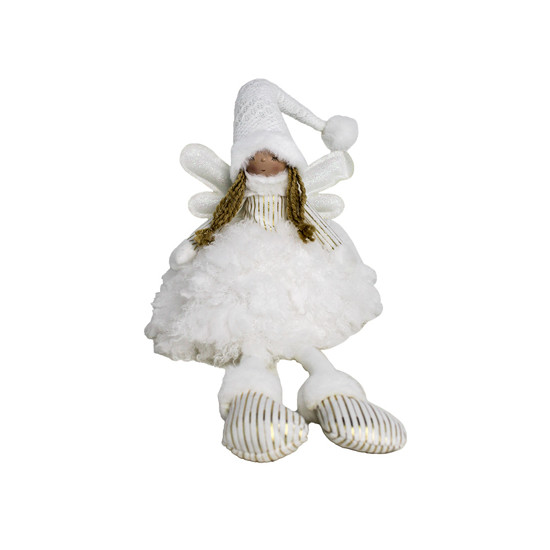 Imagem BONECA FADINHA NATALINA DECOR EM POLIÉSTER BRANCO COM LED 48X18 CM - GRILLO 58746