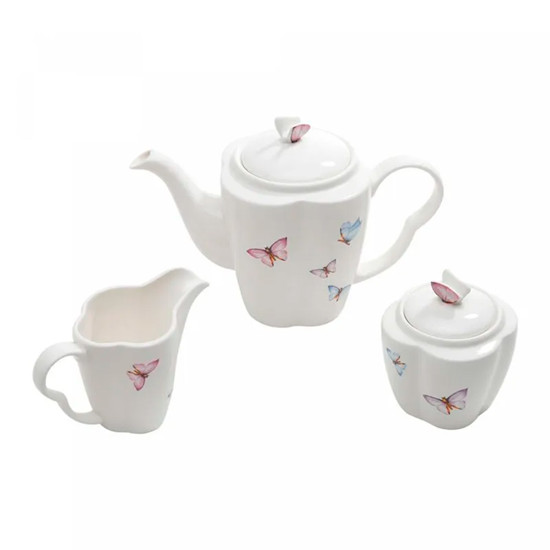 Imagem CONJUNTO BORBOLETAS 3 PEÇAS EM PORCELANA PARA CAFÉ - WOLFF - GRILLO 969812
