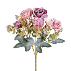 Imagem de BUQUÊ DECORATIVO MISTO DE PEÔNIA E POPPY LAVANDA EM PLÁSTICO MOLDÁVEL - GRILLO - Grillo Ltda