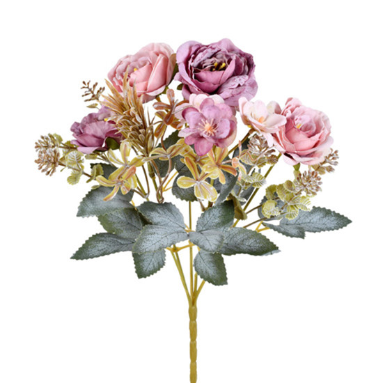 Imagem BUQUÊ DECORATIVO MISTO DE PEÔNIA E POPPY LAVANDA EM PLÁSTICO MOLDÁVEL - GRILLO
