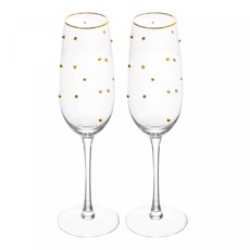 Imagem de CONJUNTO BALLS 2 TAÇAS PARA CHAMPANHE 220ML COM BORDA DOURADA 25X7X7 CM - LYOR - Rojemac Impotacao E Exportacao Ltda