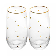 Imagem de CONJUNTO BALLS 2 COPOS EM VIDRO 300ML COM BORDA DOURADA 16X9X9 CM - WOLFF - Rojemac Impotacao E Exportacao Ltda