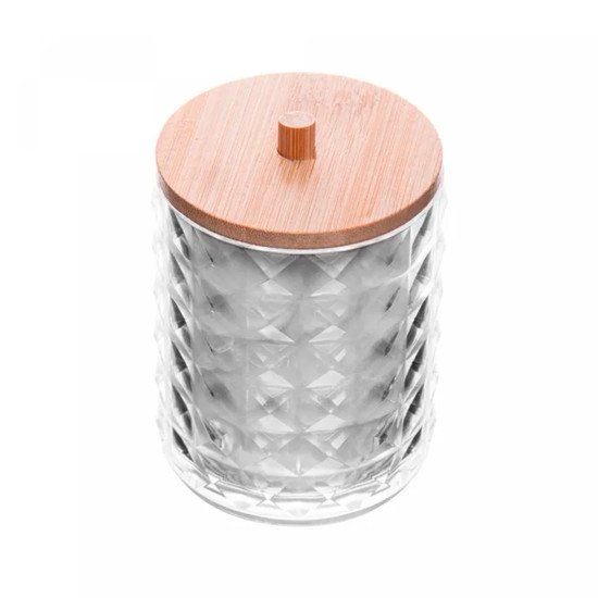 Imagem PORTA COTONETE SPECIAL MY BOX COM TAMPA EM BAMBU 10X7X7 CM - LYOR