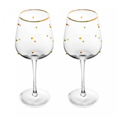 Imagem de CONJUNTO BALLS 2 TAÇAS PARA VINHO 350ML COM BORDA DOURADA 22X9X9 CM - LYOR - Rojemac Impotacao E Exportacao Ltda