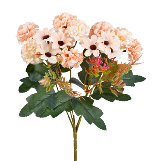 Imagem BUQUÊ DECORATIVO MISTO DE CRISÂNTEMO E MARGARIDA SALMÃO EM PLÁSTICO - GRILLO