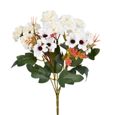 Imagem de BUQUÊ DECORATIVO MISTO DE CRISÂNTEMO E MARGARIDA CREME EM PLÁSTICO - GRILLO - Grillo Ltda