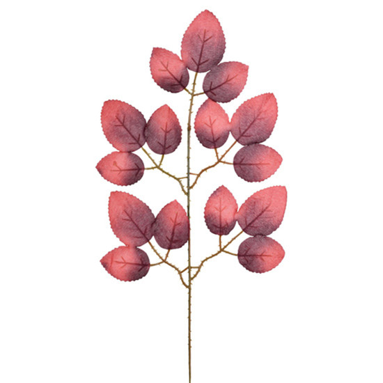 Imagem HASTE DECORATIVA DE FOLHAS VERMELHAS DE ROSEIRA EM PLÁSTICO MOLDÁVEL - GRILLO