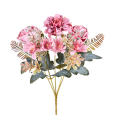 Imagem de BUQUÊ DECORATIVO MISTO DE DÁLIA PEÔNIA E MARGARIDA ROSA EM PLÁSTICO 30X19 CM - GRILLO - Grillo Ltda