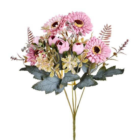 Imagem BUQUÊ DECORATIVO MISTO DE ROSA E MARGARIDA LAVANDA EM PLÁSTICO MOLDÁVEL - GRILLO