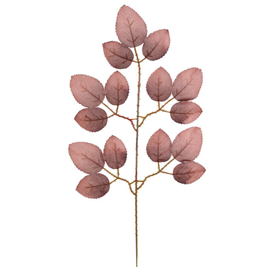 Imagem HASTE DECORATIVA DE FOLHAS MARROM DE ROSEIRA EM PLÁSTICO MOLDÁVEL - GRILLO