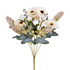 Imagem de BUQUÊ DECORATIVO MISTO DE ROSA E MARGARIDA CREME EM PLÁSTICO MOLDÁVEL - GRILLO - Grillo Ltda