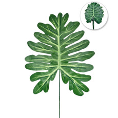 Imagem de HASTE DECORATIVA DE FOLHA PHILO VERDE EM PLÁSTICO MOLDÁVEL 63X25 CM - GRILLO - Grillo Ltda