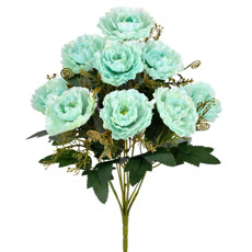 Imagem de BUQUÊ DECORATIVO DE CAMÉLIA AZUL EM PLÁSTICO MOLDÁVEL 37X20 CM - GRILLO - Grillo Ltda