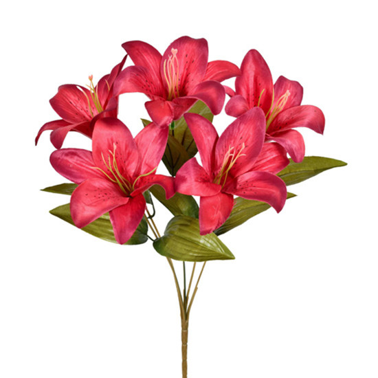 Imagem BUQUÊ PERMANENTE DECORATIVA DE LÍRIO TIGRE VERMELHO OUTONO EM PLÁSTICO 36X10CM