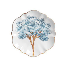 Imagem de CONJUNTO 6 PRATOS RASOS EM CERÂMICA COM BORDA DOURADA YPÊ AZUL - SCALLA CERÂMICA - Scalla Ceramica Artistica Ltda-Epp