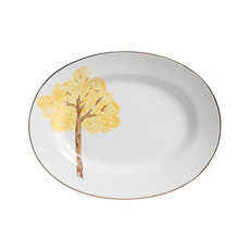 Imagem de TRAVESSA COM BORDA DOURADA YPÊ AMARELO EM CERÂMICA BRANCA - SCALLA CERÂMICA - Scalla Ceramica Artistica Ltda-Epp