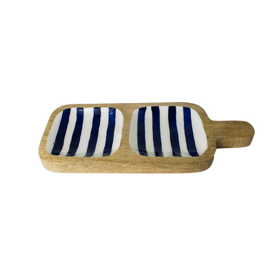 Imagem PETISQUEIRA EM MADEIRA DUAS DIVISÓRIAS EM RESINA AZUL TEXTURA ESCAMA - ENTRECASA