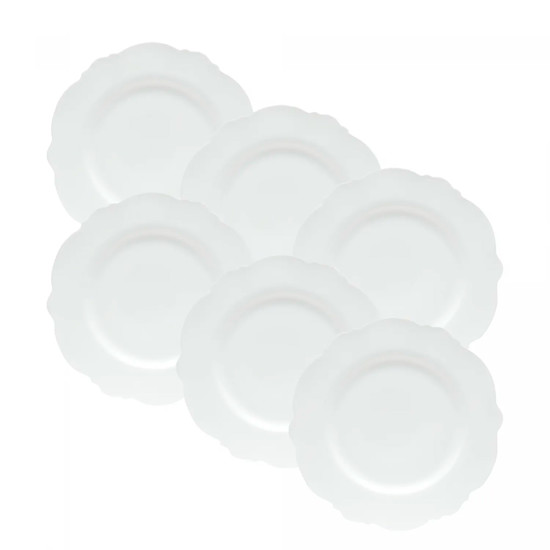 Imagem CONJUNTO MALDIVAS 6 PRATOS RASOS EM PORCELANA BRANCA 27X27 CM - WOLFF