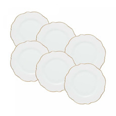 Imagem de CONJUNTO 6 PRATOS PARA SOBREMESA EM PORCELANA BRANCA COM BORDA DOURADA - WOLFF - Rojemac Impotacao E Exportacao Ltda