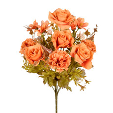 Imagem de BUQUÊ MISTO DECORATIVO DE CRISÂNTEMO LARANJA EM PLÁSTICO MOLDÁVEL 45X20 CM - GRILLO - Grillo Ltda