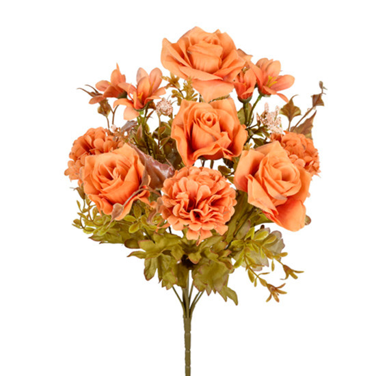 Imagem BUQUÊ MISTO DECORATIVO DE CRISÂNTEMO LARANJA EM PLÁSTICO MOLDÁVEL 45X20 CM - GRILLO