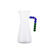 Imagem de JARRA EM VIDRO TRANSPARENTE 1090ML COM ALÇA DE ESFERAS AZUL E VERDE EM VIDRO - CROSS - Cross Comercial Ltda