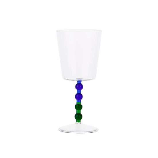Imagem CONJUNTO 6 COPOS EM VIDRO 340ML COM ASTE EM ESFERAS AZUL E VERDE 19X9X9 CM - CROSS