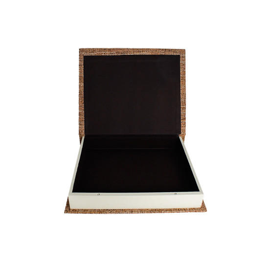 Imagem LIVRO CAIXA LARANJA DECORATIVO EM MDF CHENILI REVESTIDO 31X26X5 CM - ENTRECASA