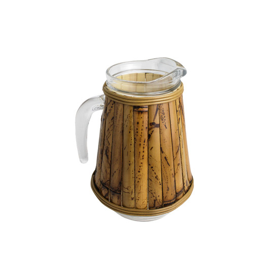 Imagem JARRA PARA BEBIDAS EM VIDRO E BAMBOO TIGRADO 21X16X14 CM