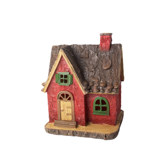 Imagem CASA RÚSTICA DECORATIVA NA COR VERMELHA EM RESINA 26X18X16 CM