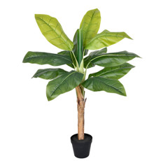 Imagem de PLANTA BANANEIRA FOLHAS VERDE DECORATIVA EM PLÁSTICO NO POTE 100X40 CM - GRILLO - Grillo Ltda