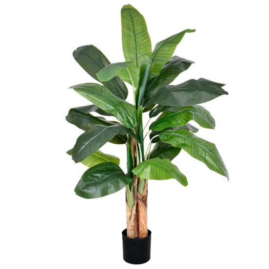 Imagem PLANTA BANANEIRA FOLHAS VERDE DECORTIVA EM PLÁSTICO COM POTE 120X50 CM - GRILLO
