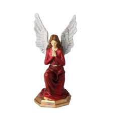 Imagem de ANJO NATALINO EM ORAÇÃO DECORATIVO EM RESINA VERMELHO 28X12X14X CM - Cross Comercial Ltda