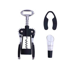 Imagem de CONJUNTO 3 ACESSÓRIOS PARA VINHO EM ABS PRETO E AÇO INOX - DYNASTY HOUSEWARE - Full Fit Industria Importacao E Comercio Ltda.