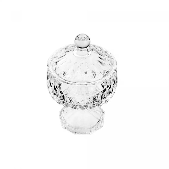 Imagem POTICHE LOUISE DECORATIVO EM CRISTAL TRANSPARENTE COM PÉ 22X14 CM - WOLL