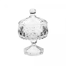 Imagem de POTICHE LOUISE DECORATIVO EM CRISTAL TRANSPARENTE COM PÉ 22X14 CM - WOLL - Rojemac Impotacao E Exportacao Ltda