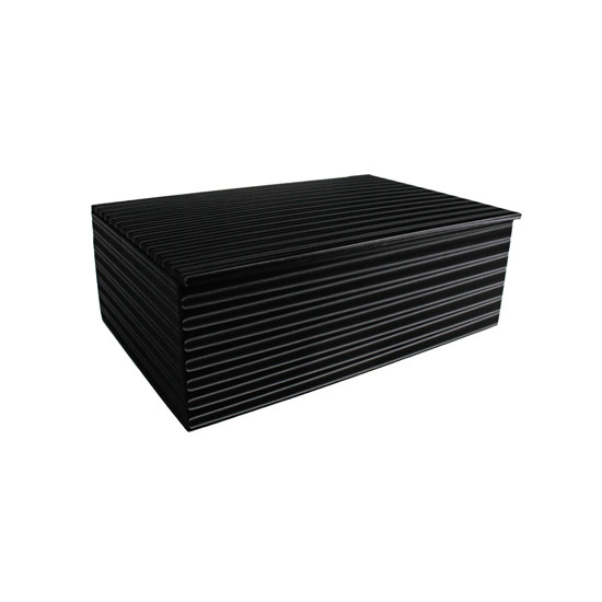 Imagem CAIXA DECORATIVA RETANGULAR EM MDF PRETA COM LISTRAS 3D 10X29X19 CM - ENTRECASA