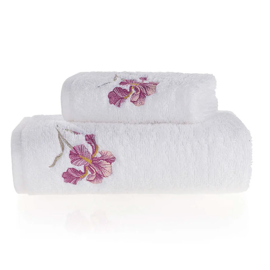 Imagem JOGO LAVABO E ROSTO COM BORDADO LE IRIS BRANCO EM ALGODÃO - TRUSSARDI