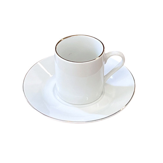 Imagem CONJUNTO 4 XÍCARAS BRANCA BORDA DOURADA COM PIRES EM PORCELANA 90ML - HAÜSKRAFT