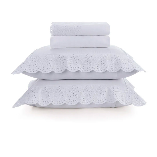 Imagem JOGO DE CAMA KING 4 PEÇAS BARGELLO EM ALGODÃO BRANCO - TRUSSARDI