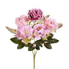 Imagem de BUQUÊ MISTO DECORATIVO DE ROSAS PEÔNIA E PETUNIA LAVANDA EM PLÁSTICO MOLDÁVEL - GRILLO - Grillo Ltda