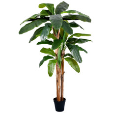 Imagem de PLANTA BANANEIRA DECORATIVA COM FOLHAS VERDE NO POTE PLÁSTICO 260X150 CM - GRILLO - Grillo Ltda