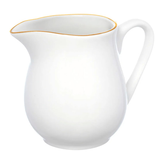 Imagem LEITEIRA ROYAL BRANCA EM PORCELANA COM BORDA DOURADA 300ML 12X10X6 CM - HAÜSKRAFT