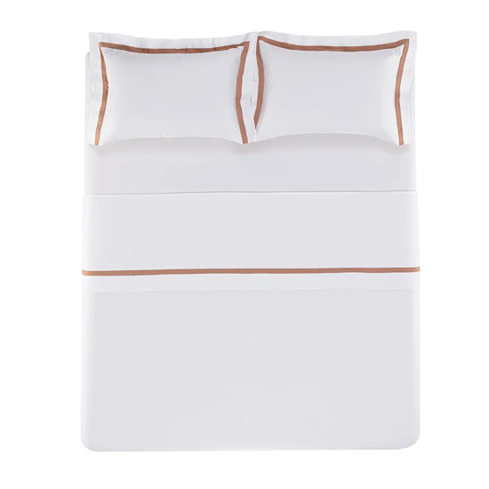 Imagem JOGO DE CAMA KING 4 PEÇAS VERCELLI EM ALGODÃO BRANCO/VECCHIO - TRUSSARDI