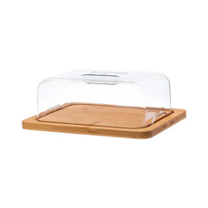 Imagem de PORTA FRIOS COM BASE EM BAMBÚ E CÚPULA EM ACRÍLICO 12X29X23CM - HAÜSKRAFT - Etilux Industria E Comercio Ltda