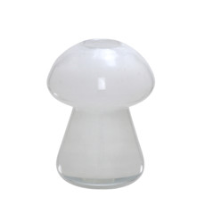 Imagem de VASO DECORATIVO EM VIDRO BRANCO LEITOSO 20X15X15 CM - MABRUK - Mabruk Importacao E Comercio Ltda